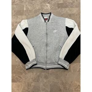 Vintage Nike Track Jacket Mens M Grey VTG 80s Bomber Sport Full Zip Sweatshirt